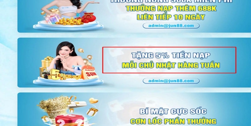 Jun88 Thưởng Nạp 5%